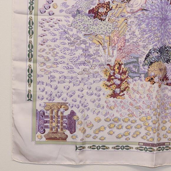 HERMES Carre 90 Scarf ""RENCONTRE OCEANE"" Silk Gray Auth 141551 - Picture 8 of 15